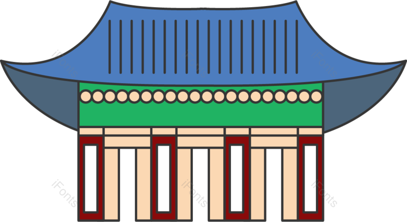 蓝色图片,动画片元素,房子矢量PNG,线条矢量图免抠素材